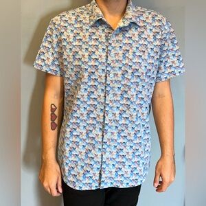 Apt. 9 Blue and White Casual Button Down Shirt